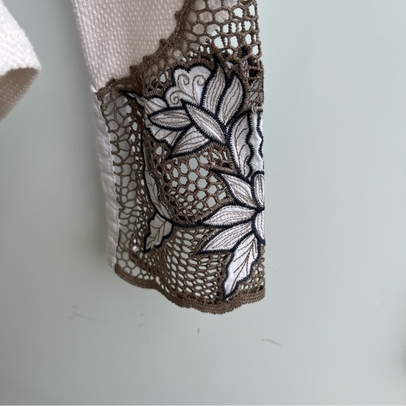 Free People Ivory Thermal Top with Embellished Sleeves Size L - Picture 6 of 10
